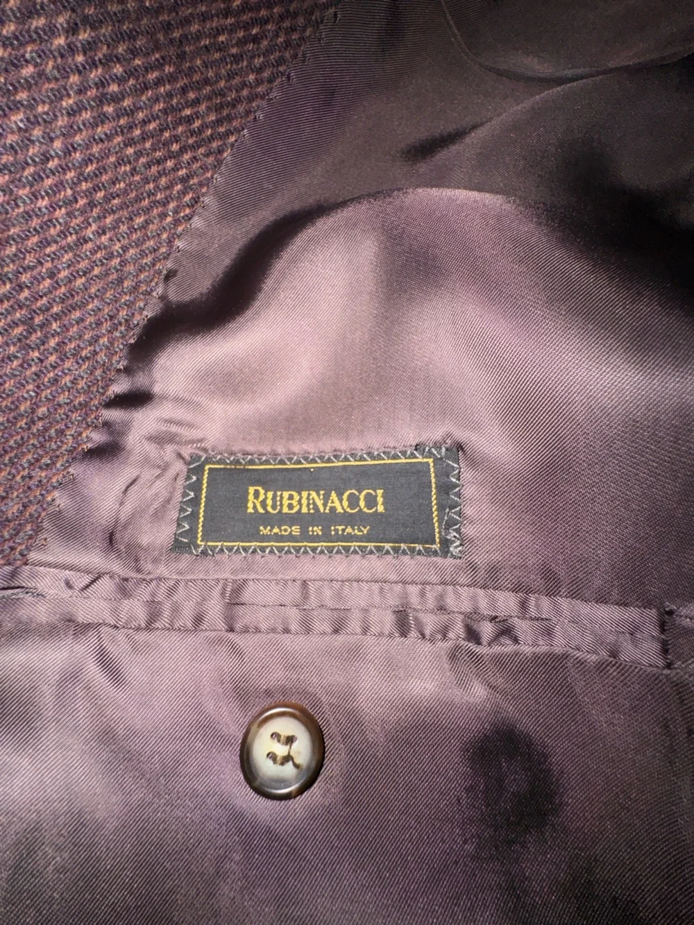 Rubinacci Men’s Jacket, Size IT 54, Burgundy, 3 Button, 100% Lana Vergine
